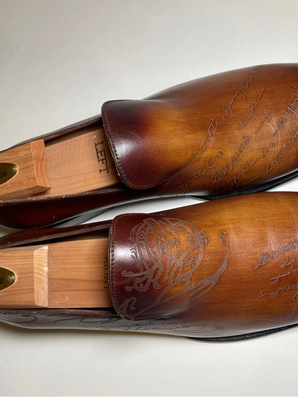 Hand-Painted Chestnut Brown Leather Men’s Slip-On Loafers - Picture 3 of 9